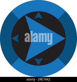 Une flèche directionnelle en trois couleurs - bleu, bleu clair et noir Illustration de Vecteur