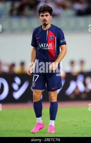Osaka, Japon. 25 juillet 2023. Vitinha (PSG) football/football : match amical entre le Paris Saint-Germain 0-0 Al-Nassr FC au Yanmar Stadium Nagai à Osaka, Japon . Crédit : Naoki Nishimura/AFLO SPORT/Alamy Live News Banque D'Images