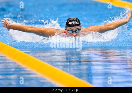 Fukuoka, Japon. 26 juillet 2023. LIA Lima d'Angola concourt dans le 200m Butterfly Women Heats lors du 20e Championnat du monde de natation au Marine Messe Hall A à Fukuoka (Japon), le 26 juillet 2023. Crédit : Insidefoto di andrea staccioli/Alamy Live News Banque D'Images