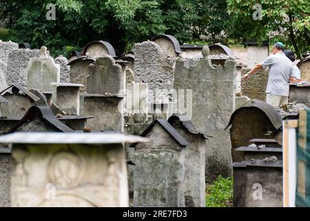 Cimetière de Remuh, 16e siècle, noyau médiéval de Kazimierz, centre historique des Juifs, Kracovie, Pologne, Europe de l'est Banque D'Images