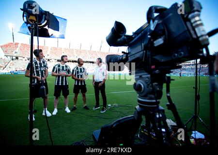 San Diego, États-Unis. 25 juillet 2023. Médias avant le match de Wrexham USA invasion Summer 23' entre Wrexham A.F.C et Manchester United au Snapdragon Stadium de San Diego, Californie. (Xavier Hernandez/SPP) crédit : SPP Sport Press photo. /Alamy Live News Banque D'Images