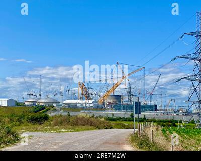 Le vaste chantier de construction à la centrale nucléaire de hinkley point dans le Somerset angleterre Royaume-Uni Banque D'Images