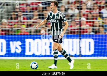 San Diego, États-Unis. 25 juillet 2023. Wrexham USA invasion Summer 23' - défenseur, Jonny Evans (27 Manchester United) lors du match entre Wrexham A.F.C et Manchester United au Snapdragon Stadium de San Diego, Californie. (Xavier Hernandez/SPP) crédit : SPP Sport Press photo. /Alamy Live News Banque D'Images