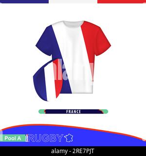 Maillot de rugby de l'équipe nationale de France avec drapeau. Illustration vectorielle. Illustration de Vecteur