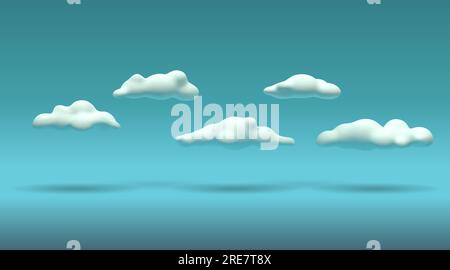 Nuages blancs sur fond bleu. Illustration vectorielle d'un ciel nuageux Illustration de Vecteur