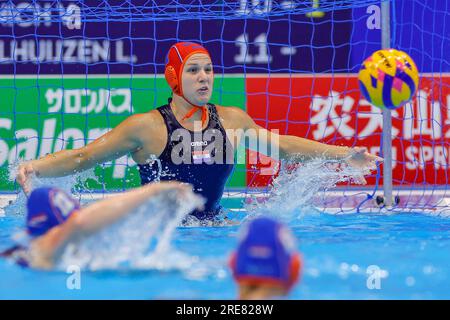 Fukuoka, Japon. 26 juillet 2023. FUKUOKA, JAPON - JUILLET 26 : Laura Aarts des pays-Bas lors du Championnat du monde aquatique féminin 2023 match de demi-finale de Waterpolo entre l'Italie et les pays-Bas le 26 juillet 2023 à Fukuoka, Japon (photo Albert Ten Hove/Orange Pictures) crédit : Orange pics BV/Alamy Live News Banque D'Images