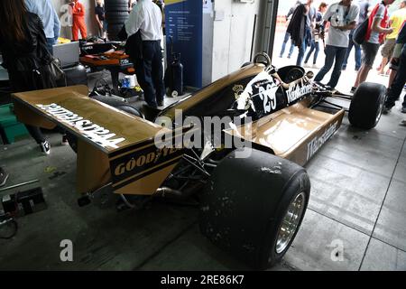 6 mai 2018 : course inconnue avec l'historique 1979 Formula 1 Arrows A1B ex Riccardo Patrese lors de la Journée historique Minardi 2018 dans le circuit d'Imola en Italie. Banque D'Images