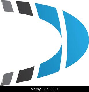 Icône de lettre D rayée noire et bleue sur fond blanc Illustration de Vecteur