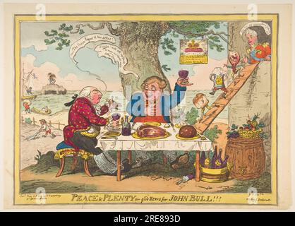 Paix et abondance ou bonnes nouvelles pour John Bull !!! 25 mai 1814 par George Cruikshank Banque D'Images