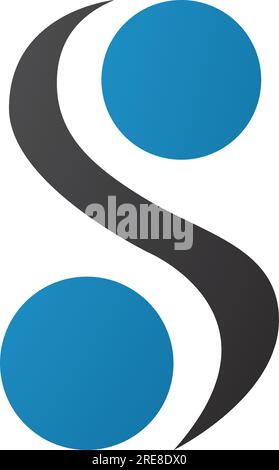 Icône lettre S bleue et noire avec sphères sur fond blanc Illustration de Vecteur