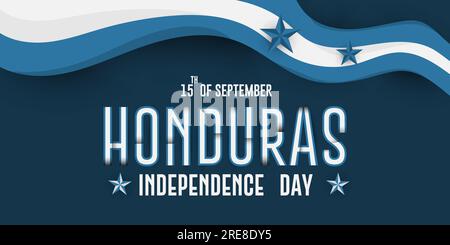 Joyeux jour de l'indépendance au Honduras le 15 septembre, la célébration est symbolisée par les étoiles et le drapeau. Conception d'affiche vectorielle. Illustration de Vecteur