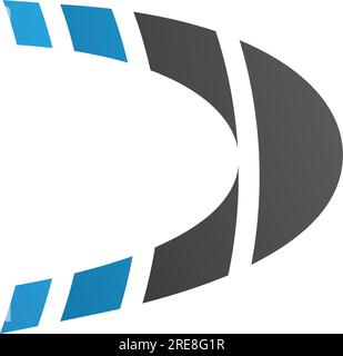 Icône de lettre D rayée bleue et noire sur fond blanc Illustration de Vecteur