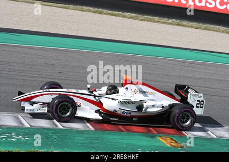 Scarperia, 9 avril 2021 : Dallara GP2 Formula pilotée par Unknown en action sur le circuit de Mugello lors des essais de BOSS GP Championship. Italie Banque D'Images