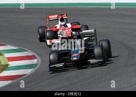 Scarperia, 9 avril 2021 : GP2 Formula pilotée par Unknown en action sur le circuit de Mugello lors des essais de BOSS GP Championship. Italie Banque D'Images