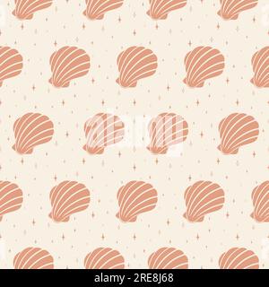 Rose nacré coquille enfantine illustration imprimé sans couture de motif Illustration de Vecteur