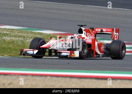 Scarperia, 9 avril 2021 : GP2 Formula pilotée par Unknown en action sur le circuit de Mugello lors des essais de BOSS GP Championship. Italie Banque D'Images