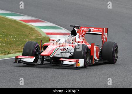 Scarperia, 9 avril 2021 : GP2 Formula pilotée par Unknown en action sur le circuit de Mugello lors des essais de BOSS GP Championship. Italie Banque D'Images