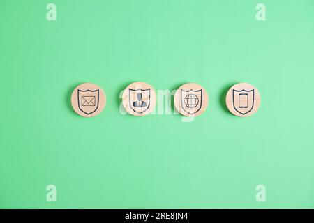 arrière-plan de l'icône de confidentialité internet. Protection des icônes de sécurité et confidentialité sur Internet. Photo de haute qualité. Banque D'Images