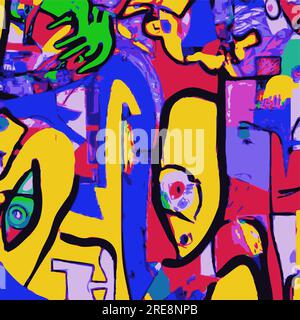 Illustration vectorielle Résumé réseau conception complexe Collage Splash plusieurs couleurs peinture moderne Illustration de Vecteur