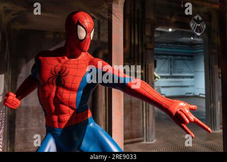 Shah Alam, Malaisie - 17 avril, 2023 : figurine de cire Spider-Man exposée au tapis rouge 2 dans I-City Shah Alam. Banque D'Images