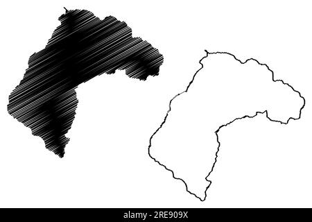 Carte du lac Ranau (République d'Indonésie, Sumatra) illustration vectorielle, croquis de graviers carte du Danau Ranau Illustration de Vecteur