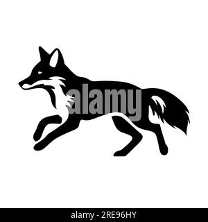 Vecteur silhouette noire de renard sautant isolé sur fond blanc Illustration de Vecteur