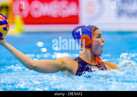 Fukuoka, Japon. 26 juillet 2023. FUKUOKA, JAPON - JUILLET 26 : Bente Rogge des pays-Bas lors du Championnat du monde aquatique féminin 2023 match de demi-finale de Waterpolo entre l'Italie et les pays-Bas le 26 juillet 2023 à Fukuoka, Japon (photo d'Albert Ten Hove/Orange Pictures) crédit : Orange pics BV/Alamy Live News Banque D'Images