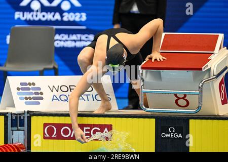 Fukuoka, Japon. 26 juillet 2023. FUKUOKA, JAPON - 26 JUILLET : Marrit Steenbergen des pays-Bas avant de concourir au 200m libre féminin le jour 13 des Championnats du monde de natation de Fukuoka 2023 au Marine Messe Fukuoka Hall A le 26 juillet 2023 à Fukuoka, Japon. (Photo Nikola Krstic/Agence BSR) crédit : Agence BSR/Alamy Live News Banque D'Images