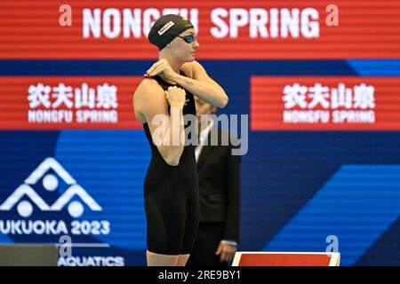 Fukuoka, Japon. 26 juillet 2023. FUKUOKA, JAPON - 26 JUILLET : Marrit Steenbergen des pays-Bas avant de concourir au 200m libre féminin le jour 13 des Championnats du monde de natation de Fukuoka 2023 au Marine Messe Fukuoka Hall A le 26 juillet 2023 à Fukuoka, Japon. (Photo Nikola Krstic/Agence BSR) crédit : Agence BSR/Alamy Live News Banque D'Images