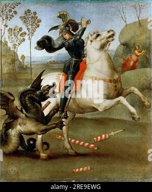 Raphaël -- Saint Georges et le Dragon 1503-05, 29х25 Banque D'Images