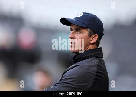 Swansea, Royaume-Uni. 25 juillet 2023. Joey Barton, le Manager des Bristol Rovers, regarde. Match amical de pré-saison, Swansea City contre Bristol Rovers au Swansea.com Stadium à Swansea, pays de Galles, le mardi 25 juillet 2023. Cette image ne peut être utilisée qu'à des fins éditoriales. Usage éditorial uniquement, photo par Andrew Orchard/Andrew Orchard photographie sportive/Alamy Live News crédit : Andrew Orchard photographie sportive/Alamy Live News Banque D'Images