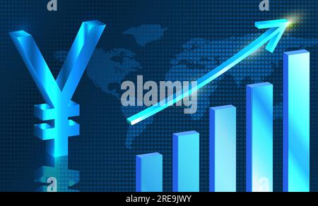 Augmentation du taux de yen.concept global de fluctuation de la valeur du yen japonais Banque D'Images