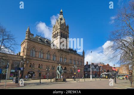 Hôtel de ville de Chester, Northgate Street, Square, City Center, Chester Town Hall est situé sur Northgate Street, Chester City Centre, Cheshire, Angleterre. Banque D'Images