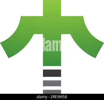 Icône en forme de croix T verte et noire sur fond blanc Illustration de Vecteur