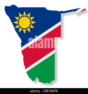 Carte du drapeau de Namibie avec tracé de détourage illustration 3d. Banque D'Images