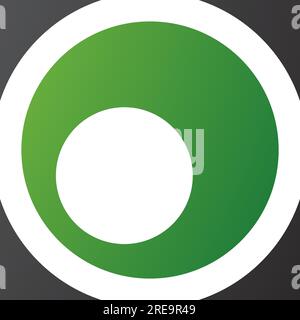 Icône représentant la lettre O carrée verte et noire sur fond blanc Illustration de Vecteur