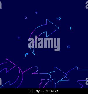 Flèche incurvée pointant vers l'icône de vecteur de ligne de gradient droite, illustration simple sur un fond bleu foncé, bordure inférieure liée à YYY. Illustration de Vecteur