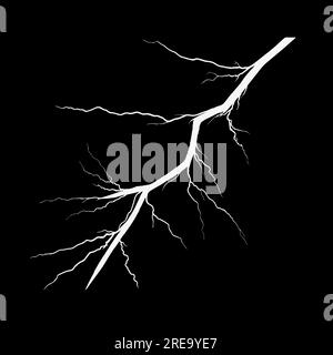 Illustration vectorielle des éclairs. Décharge électrique puissante d'orage isolée sur fond noir. thunderbolt flare. Symbo de temps orageux Illustration de Vecteur