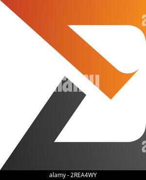 Orange et noir Sharp Elegant Letter E icône sur fond blanc Illustration de Vecteur