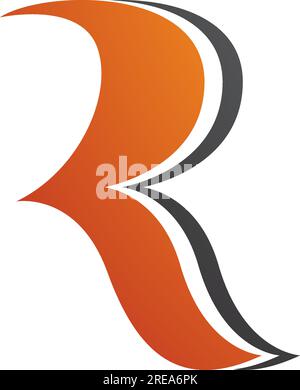 Icône orange et noire en forme de lettre R ondulée sur fond blanc Illustration de Vecteur