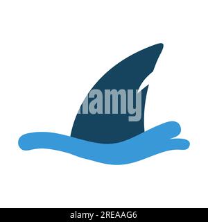 Aileron de requin hors de l'eau, icône plate simple Illustration de Vecteur
