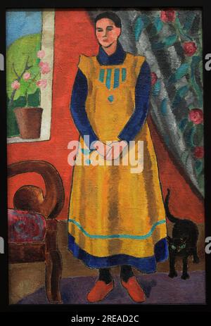 Gederts Eliass (1887-1975) Peintre letton. Karija avec un chat noir, 1918-1919. Huile sur toile, 97 x 64 cm. Musée national letton d'Art. Riga. Lettonie. Banque D'Images