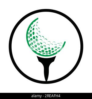 Vecteur de modèle de conception de logo de golf. Balle de golf sur l'icône de conception de logo de tee. Illustration de Vecteur