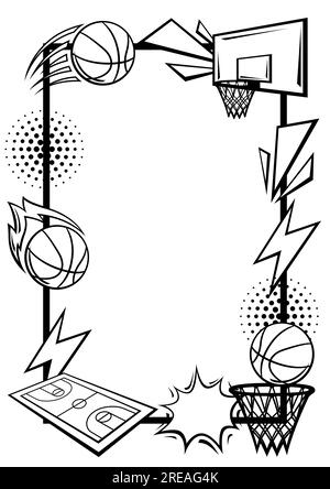 Cadre avec articles de basket-ball. Illustration du club de sport. Illustration de Vecteur