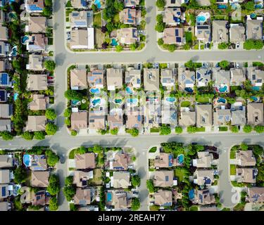 Vue aérienne d'un quartier de banlieue en Californie du Nord Banque D'Images