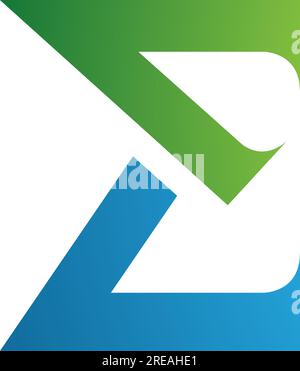 Vert et bleu Sharp élégant lettre E icône sur un fond blanc Illustration de Vecteur