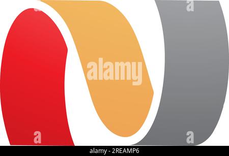 Icône de lettre N ondulée orange et rouge sur fond blanc Illustration de Vecteur