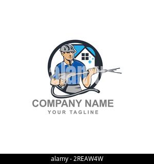 Mascotte de caractère de service de nettoyage à domicile dans un style moderne, bon pour le service de nettoyage logo.EPS 10 Illustration de Vecteur