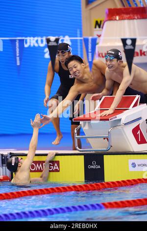 Fukuoka, Japon. 26 juillet 2023. Équipe japonaise natation : Championnats du monde aquatiques Fukuoka 2023 Mixte 4x100m Medley Relay finale à Marine Messe Fukuoka Hall A à Fukuoka, Japon . Crédit : YUTAKA/AFLO SPORT/Alamy Live News Banque D'Images