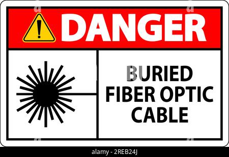 Signe de danger, câble à fibre optique enterré Illustration de Vecteur